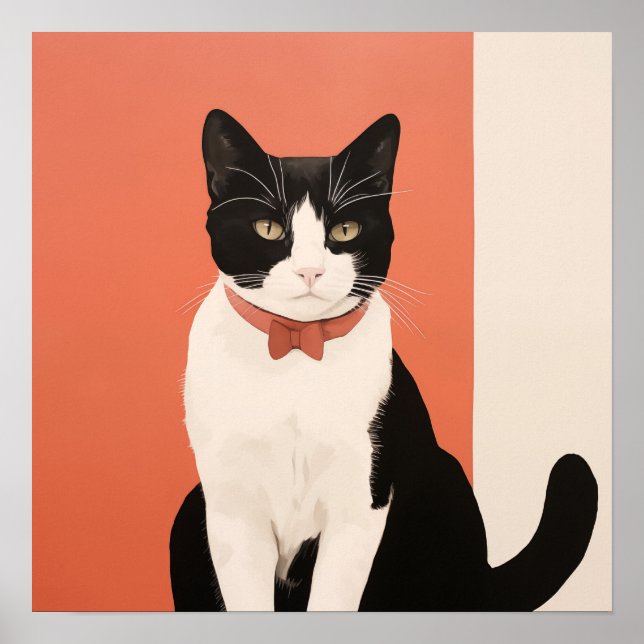 Poster Gato Preto e Branco (Frente)