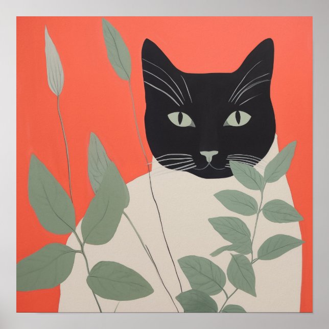 Poster Gato Preto e Branco (Frente)