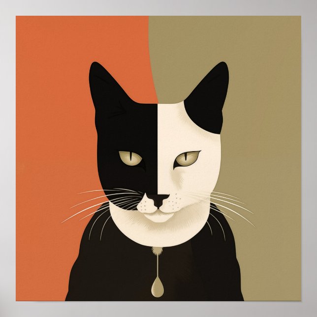 Poster Gato Preto e Branco (Frente)