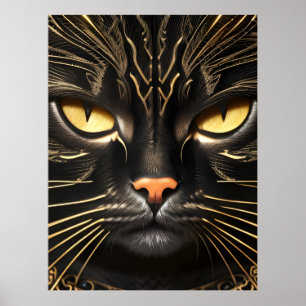 Poster Gato Preto e Dourado
