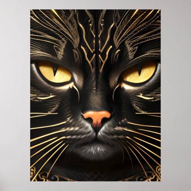Poster Gato Preto e Dourado (Frente)