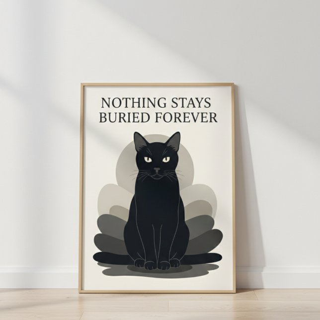 Poster Gato Preto Elegante NADA PERMANECE ENTERRADO PARA  (Criador carregado)