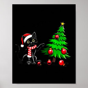 Poster Gato Preto Engraçado Derrubando Árvore de Natal Ga
