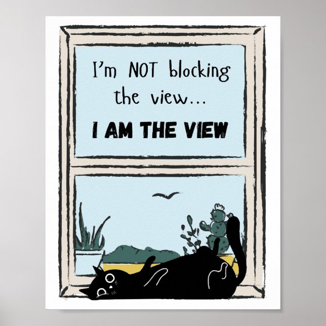 Poster Gato Preto Engraçado, eu sou a vista  (Frente)