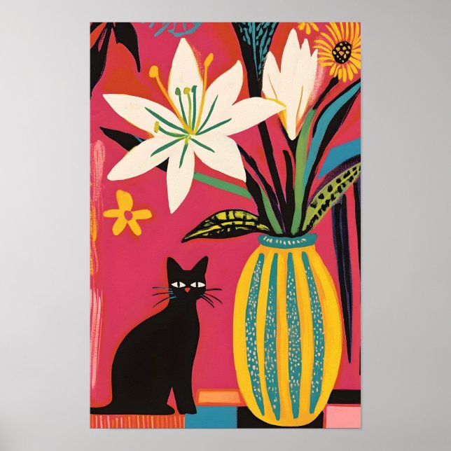 Poster Gato preto engraçado fofo (Frente)