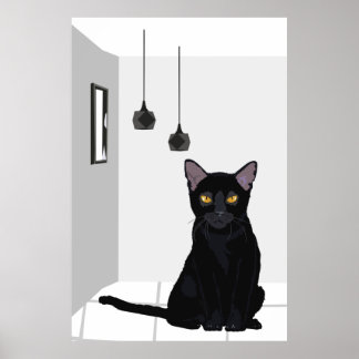 Poster Gato Preto Famoso com Olhos Laranja