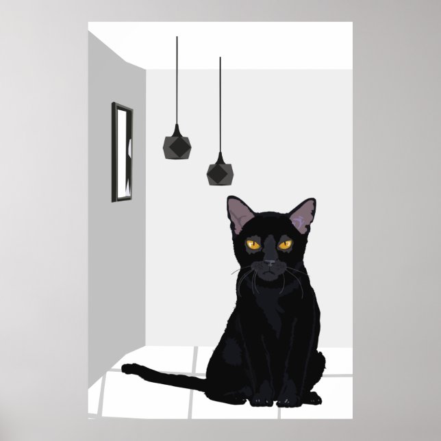 Poster Gato Preto Famoso com Olhos Laranja (Frente)