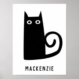 Poster Gato Preto Fofo Personalizado