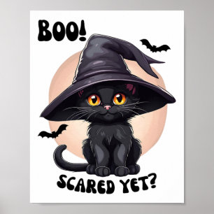 Poster Gato Preto Fogueira, Fofo, Vintage, Gatinho Preto