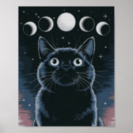 Poster Gato Preto Gótico, Gato Preto da Hora da Bruxa