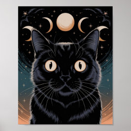 Poster Gato Preto Gótico, Gato Preto da Hora da Bruxa
