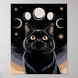 Poster Gato Preto Gótico, Gato Preto da Hora da Bruxa