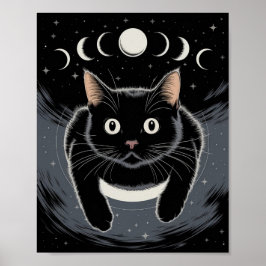 Poster Gato Preto gótico, Gato Preto da Hora das Bruxas