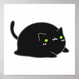 Poster Gato preto Kawaii, bonito