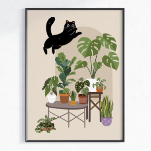Poster Gato Preto Malandro & Selva de Monstera