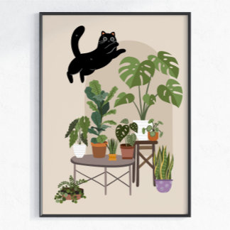 Poster Gato Preto Malandro & Selva de Monstera
