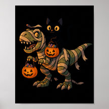 Gato Preto Montando Múmia T-Rex – Dino Fofo de Hal