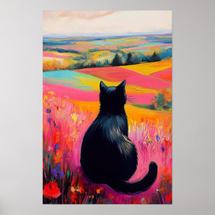 Poster Gato Preto na Bela Natureza 