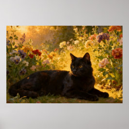 Poster Gato Preto nas Flores I