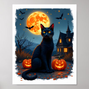 Poster Gato Preto Noite Estrelada Van Gogh Abóboras Morce
