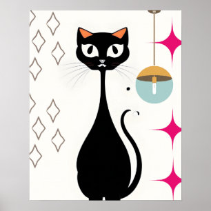 Poster Gato Preto Retro Legal