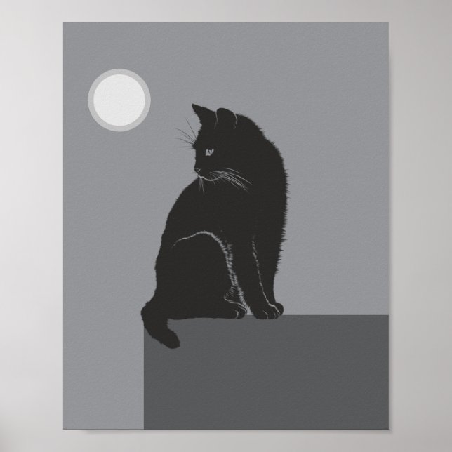 Poster gato preto sentado na mesa (Frente)