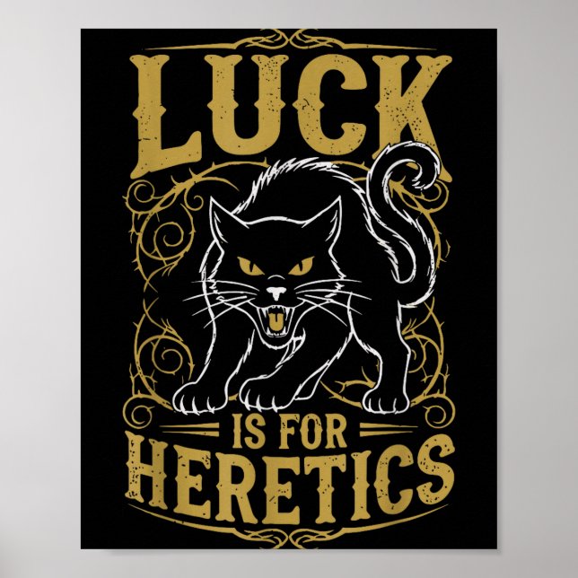 Poster Gato preto sorte é para bruxa herege (Frente)