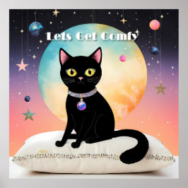 Poster Gato Preto - Vamos nos Sentir Confortáveis