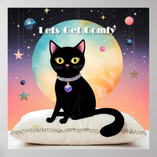Poster Gato Preto - Vamos nos Sentir Confortáveis