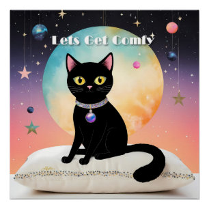Pôster Gato Preto - Vamos nos Sentir Confortáveis