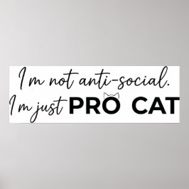 Poster Gato Pro Engraçado Anti-Social Introvertido