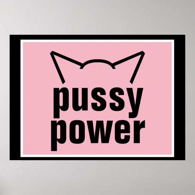 Poster Gato Pussy Gato Orelha Resistência Rosa Mulheres 2 (Frente)