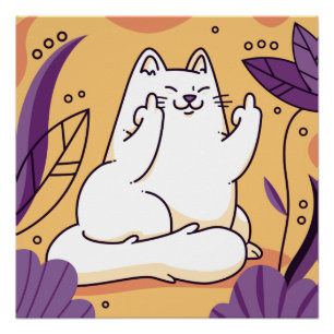 Pôster Gato que dá poster de dedo