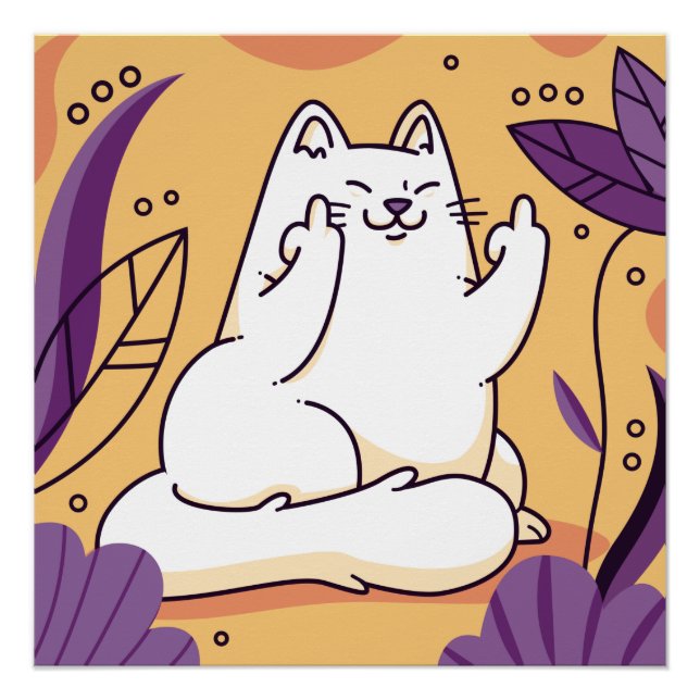 Pôster Gato que dá poster de dedo (Frente)