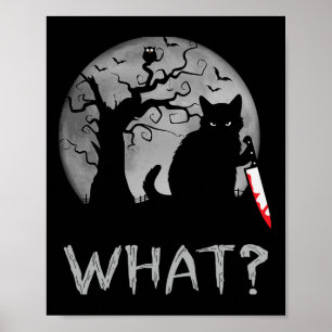 Poster Gato Que Gato Negro Assassino Com Faca Costume Ha