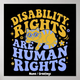 Poster Gato Retro Groovy Direitos das Deficiências São Di