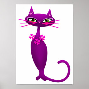 Poster Gato retrô meio século bonitinho