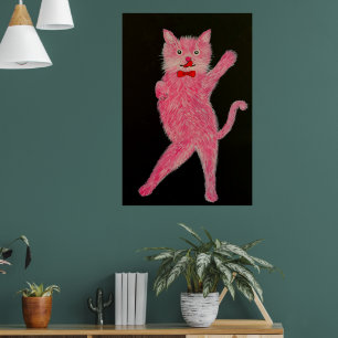 Poster Gato Rosa Dançando