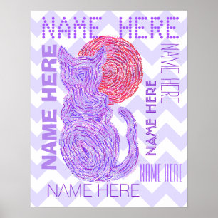 Pôster Gato Roxo Z E Gato De Lua