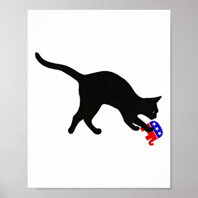 Poster Gato Saltando No Gop Elefant Engraçado Democat (Frente)