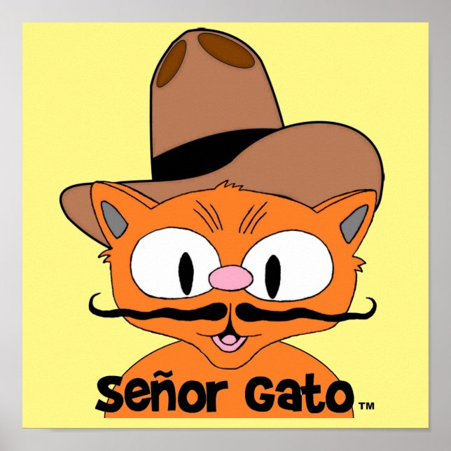 Poster Gato Senhor Bigode de Desenho Gato Caubói (Frente)