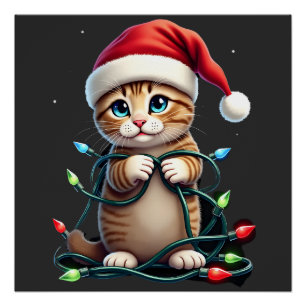 Pôster Gato Siamês de Natal com Decote em V (3)