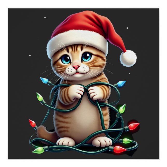 Pôster Gato Siamês de Natal com Decote em V (3) (Frente)