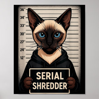 Poster Gato Siamês Destruidor Serial Foto Engraçada Pet