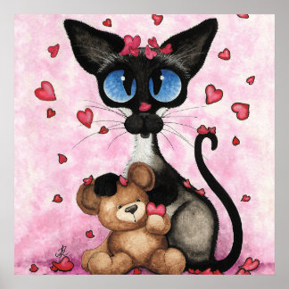 Poster Gato Siamês Dia dos Namorados por Bihrle