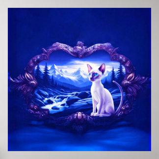 Poster Gato Siamês Em Quadro Cênico