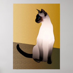 Poster Gato Siamese do ponto do selo