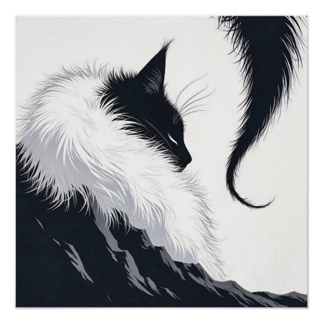 Pôster Gato Silencioso Minimalista (Frente)
