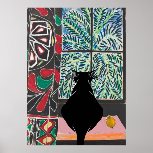 Poster Gato sob janela, depois de Matisse (Frente)