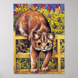 Poster Gato sobre a cerca, Louis Wain